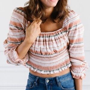 NECTAR CLOTHING Striped Off-Shoulder Top - Multicolor SIZE M 100% cotton